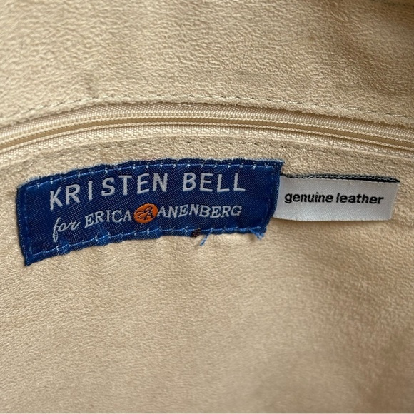 KRISTEN BELL for Erica Anenberg Large Gray Leather Tote Messenger Bag Purse - Picture 4 of 15